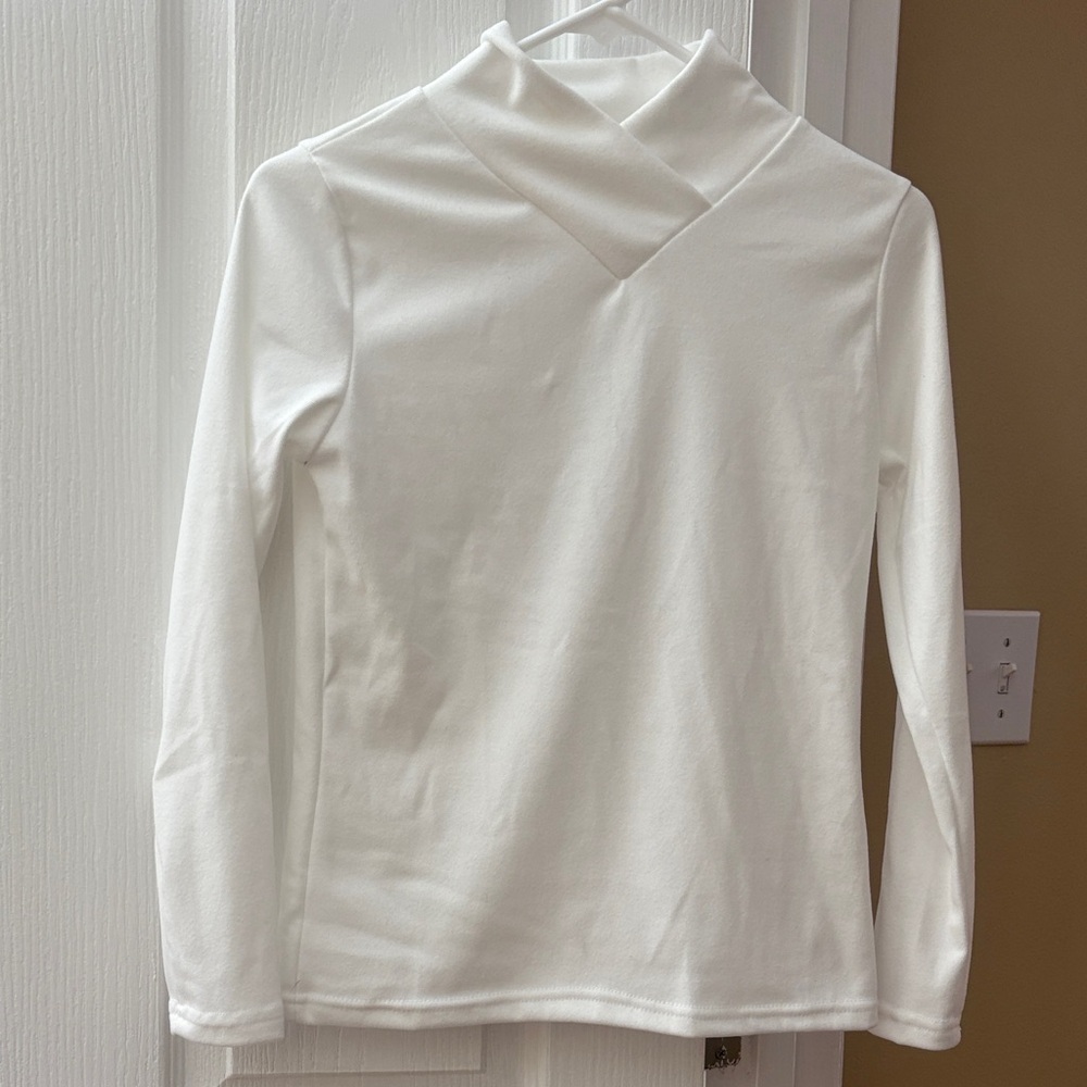 White Long Sleeve Top with Unique Collar